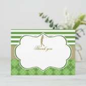 グリーンとゴールドのゴルフ感謝カード 招待状 (スタンド正面)