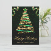 グリーンとゴールドのスパークリー リボン ツリー クリスマス (スタンド正面)