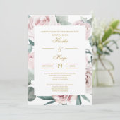 グリーンとゴールドのスペイン語の結婚式招待状 招待状 (スタンド正面)