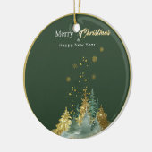 グリーンとゴールドのパインツリークリスマスオーナメント セラミックオーナメント (左)