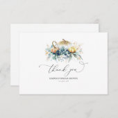 グリーンとゴールドのパンプキン ブライダルシャワー お礼 サンキューカード (正面/裏面)