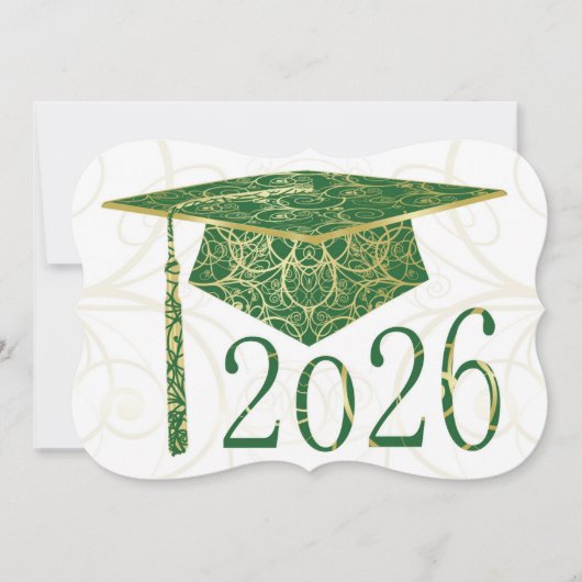 グリーンとゴールドのフラワーキャップ 2026 カード (正面)