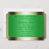 グリーンとゴールドのフレーム卒業 招待状 (裏面)