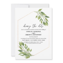 グリーンとゴールドのフレーム 結婚式の日程変更