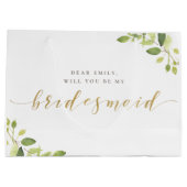 グリーンとゴールドのブライズメイド提案ギフトバッグ ラージペーパーバッグ (裏面)