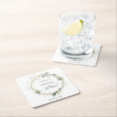 グリーンとゴールドのブライダルシャワー スクエアペーパーコースター (インサイチュ)