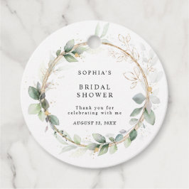 グリーンとゴールドのブライダルシャワー フェイバータグ