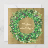 グリーンとゴールドのホリデーシーズンリース シーズンカード (正面)
