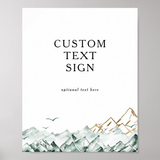 グリーンとゴールドのマウンテン カードとギフト カスタム ポスター (正面)