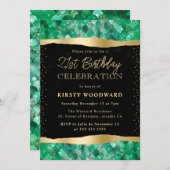 グリーンとゴールドのマーメイドスケール 21歳の誕生日 招待状 (正面/裏面)