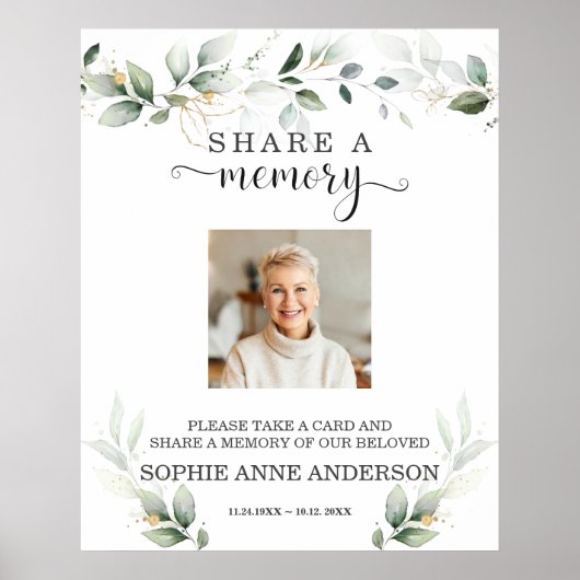 グリーンとゴールドのメモリー ボード ポスター (正面)