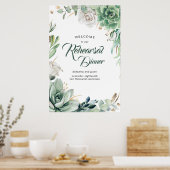 グリーンとゴールドのリハーサルディナー ウェルカムサイン ポスター (キッチン)