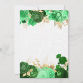 グリーンとゴールドのローズ フラワー 21歳の誕生日 招待状 (裏面)