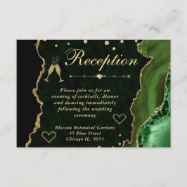 グリーンとゴールドの偽のグリッターアゲートの受付 エンクロージャーカード