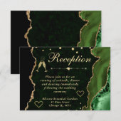 グリーンとゴールドの偽の輝きを帯びたアゲートの披露宴 エンクロージャーカード (正面/裏面)