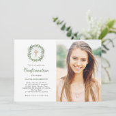 グリーンとゴールドの十字架 | 写真確認 招待状 (スタンド正面)