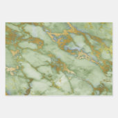 グリーンとゴールドの大理石 ラッピングペーパーシート (正面3)