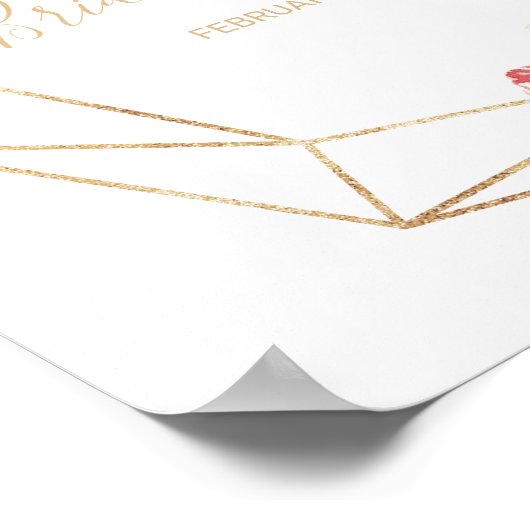 グリーンとゴールドの幾何学模様のウェディングシャワー歓迎 ポスター (角)