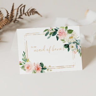 グリーンとゴールドの幾何学模様のブライズメイド感謝カード サンキューカード