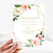 グリーンとゴールドの幾何学模様 50周年結婚記念日 招待状