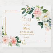 グリーンとゴールドの幾何学的なエレガントなブライズシャワー スパークリングワインラベル (シングルラベル)