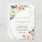 グリーンとゴールドの幾何学的なブッフェとバブル 招待状 (正面)