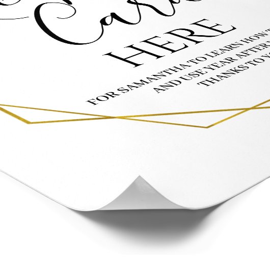 グリーンとゴールドの幾何学的な料理カード看板 ポスター (角)