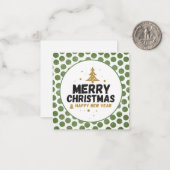 グリーンとゴールドの楽しいクリスマス ノートカード (正面/裏面インサイチュ)