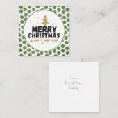グリーンとゴールドの楽しいクリスマス ノートカード (正面/裏面)