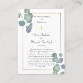 グリーンとゴールドの正教会の結婚式の祈祷カード プレイスカード (正面)