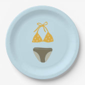 グリーンとゴールドの水着 プールパーティー ペーパープレート (正面)