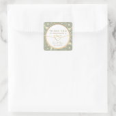 グリーンとゴールドの結婚式お礼 スクエアシール (バッグ)