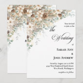 グリーンとゴールドの結婚式招待状 招待状 (正面/裏面)