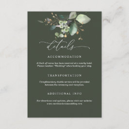 グリーンとゴールドの結婚式詳細カード エンクロージャーカード