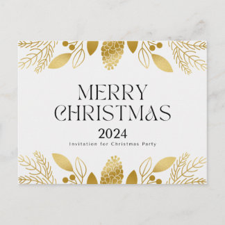 グリーンとゴールドの華やかなクリスマスの御礼カード シーズンポストカード