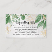 グリーンとゴールドの葉の新婚旅行資金カード エンクロージャーカード (正面)