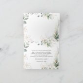 グリーンとゴールドの葉の洗礼 フォト ありがとうカード サンキューカード (内部)