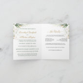 グリーンとゴールドの葉の結婚式 招待状（折りたとう紙) 招待状 (内部)