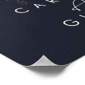 グリーンとゴールドの葉 | ネイビー カードとギフト ポスター (角)