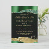 グリーンとゴールドの豪華なニューイヤーズイブの招待状 招待状 (スタンド正面)