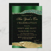 グリーンとゴールドの豪華なニューイヤーズイブの招待状 招待状 (正面/裏面)