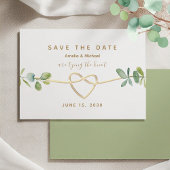 グリーンとゴールドハートの結婚式 セーブザデート