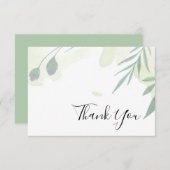 グリーンとゴールドリーフの感謝カード サンキューカード (正面/裏面)