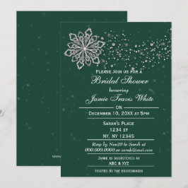 グリーンとシルバーのウィンター ブライダルシャワーの招待状 招待状