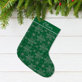 グリーンとシルバーのオーダーメイド ラージクリスマスストッキング