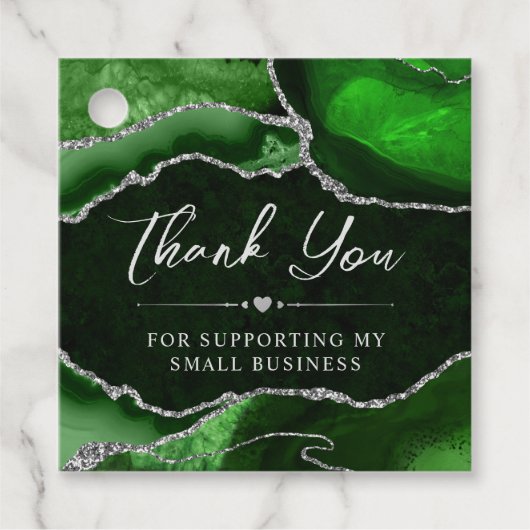 グリーンとシルバーのグリッターが中小企業を成長 フェイバータグ (正面)