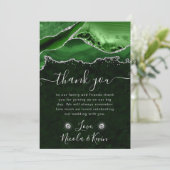 グリーンとシルバーのグリッターアゲ結婚ート サンキューカード (スタンド正面)