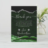 グリーンとシルバーのグリッターアゲ結婚ート サンキューカード (スタンド正面)