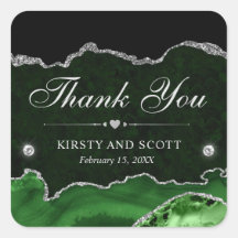 グリーンとシルバーのグリッターマーブル結婚ズ