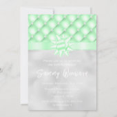 グリーンとシルバーのタフトパールの誕生日パーティ 招待状 (裏面)